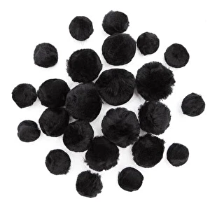 Pompony akrylowe MIX czarne 24szt
