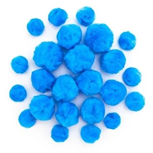 Pompony akrylowe MIX niebieskie 24szt