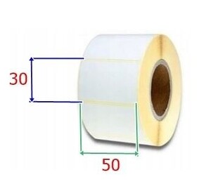 Etykiety termiczne na rolce o wymiarach 50x30 mm 1000 szt do kodów kreskowych