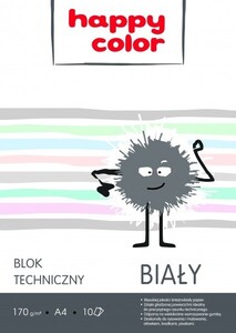 Blok techniczny A4 biały Happy Color 10k 170g