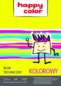 Blok techniczny A4 kolorowy Happy Color 10k 170g