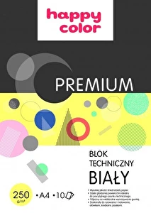 Blok techniczny A4 biały Happy Color 10k 250g Premium