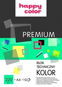 Blok techniczny A4 kolorowy Happy Color 10k 220g Premium