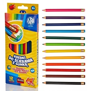 Kredki Astra ołówkowe 12 kol z gumką ŚCIERALNE