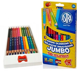 Kredki Astra Jumbo dwustronne ołówkowe 12/24kol