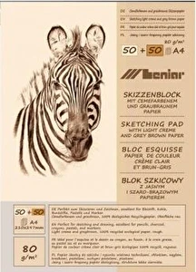Blok szkicowy A5 Leniar 100k/80g szary/jasny Zebra