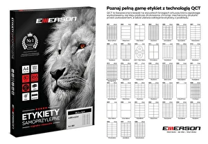 Etykiety samoprzylepne A4 Emerson 48,5x16,9 mm (podział 64szt) 100 ark
