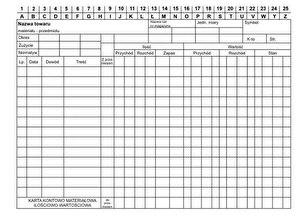 Karta kontowa materiałowa ilościowo- wartościowa A5 K-311 50 sztuk