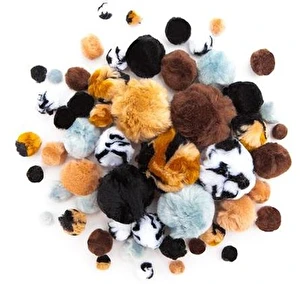 Pompony akrylowe MIX Animal Prints 56szt