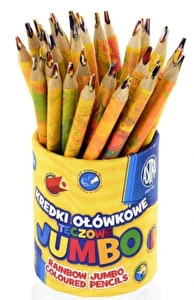 Kredki Astra Jumbo ołówkowe trójkątne tęczowe 36 sztuk Kubek