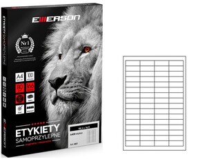 Etykiety samoprzylepne A4 Emerson 48,5x16,9 mm (podział 64szt) 100 ark