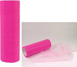 Tiul na rolce dekoracyjny 15cm x 9m różowy