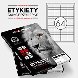 Etykiety samoprzylepne A4 Emerson 48,5x16,9 mm (podział 64szt) 100 ark