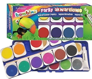 Farby akwarelowe Bambino 24 kol Duża pastylka