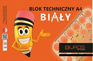 Blok techniczny A4 biały Biuros 10k 160g