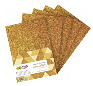 Arkusze Piankowe Złota brokatowa 20x30 cm 5 ark Happy Color