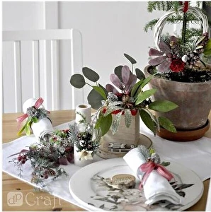 Szroniona gałązka jałowca z czerwonymi jagodami 40cm