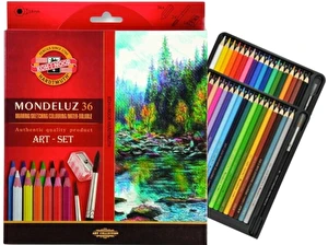 Kredki Koh-I-Noor Mondeluz 36 kol + 2 pędzle + temperówka