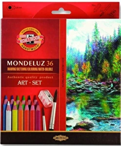 Kredki Koh-I-Noor Mondeluz 36 kol + 2 pędzle + temperówka