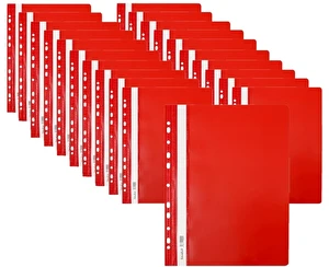Skoroszyt PP A4 PCV twardy wpinany BIURFOL czerwony 20 szt
