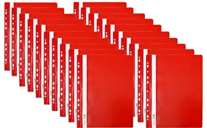 Skoroszyt PP A4 PCV twardy wpinany BIURFOL czerwony 20 szt