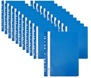 Skoroszyt PP A4 PCV twardy wpinany BIURFOL niebieski 20 szt