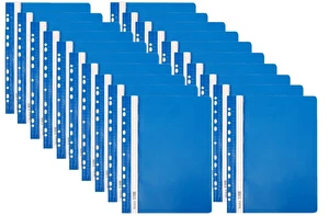 Skoroszyt PP A4 PCV twardy wpinany BIURFOL niebieski 20 szt