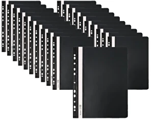 Skoroszyt PP A4 PCV twardy wpinany BIURFOL czarny 20 szt