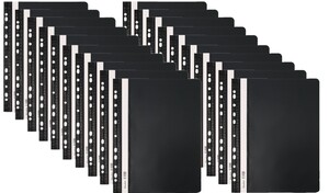 Skoroszyt PP A4 PCV twardy wpinany BIURFOL czarny 20 szt