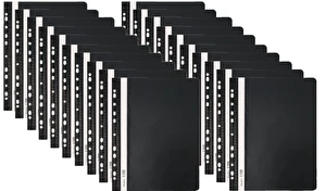 Skoroszyt PP A4 PCV twardy wpinany BIURFOL czarny 20 szt