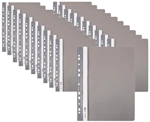 Skoroszyt PP A4 PCV twardy wpinany BIURFOL szary 20 szt