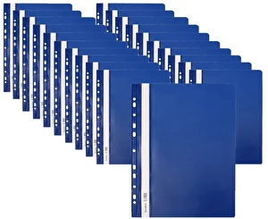 Skoroszyt PP A4 PCV twardy wpinany BIURFOL granatowy 20 szt