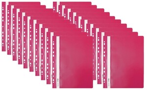 Skoroszyt PP A4 PCV twardy wpinany BIURFOL różowy 20 szt