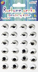 Ruchome oczka samoprzylepne z rzęskami 15mm 24szt