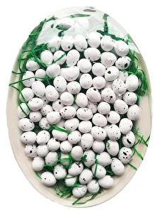 Jajka styropianowe białe nakrapiane 100 szt 1,5cm x 1,8 cm