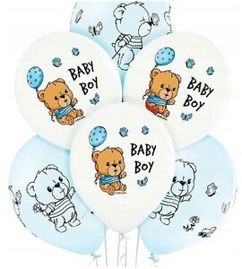 Balony 6szt Baby Boy! miś witaj kochanie