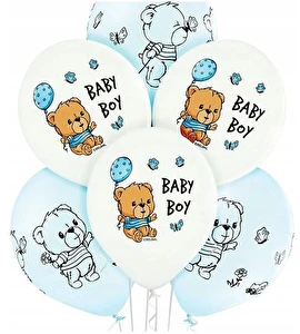 Balony 6szt Baby Boy! miś witaj kochanie