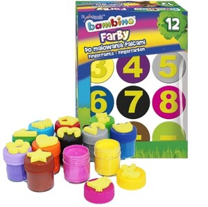 Farby do malowania palcami 12 szt stempelki Bambino