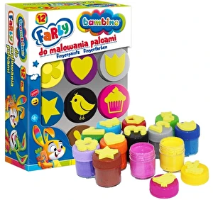 Farby do malowania palcami 12 szt stempelki Bambino