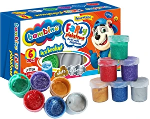 Farby plakatowe Bambino 6 kolorów 20 ml 4xbrokat
