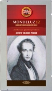 Kredki akwarelowe Koh-I-Noor Mondeluz 12 kol szarości i srebra w metalowym opakowaniu
