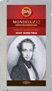 Kredki akwarelowe Koh-I-Noor Mondeluz 12 kol szarości i srebra w metalowym opakowaniu