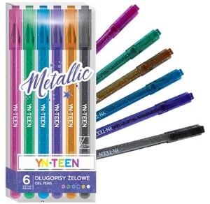 Długopisy żelowe Metallic YN Teen 6 sztuk