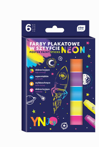 Farby plakatowe w sztyfcie Neon 6 sztuk