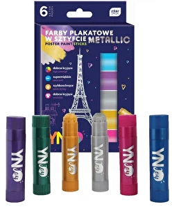 Farby plakatowe w sztyfcie Metallic 6 sztuk