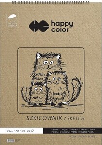 Szkicownik na spirali biało-szary A2 Happy Color