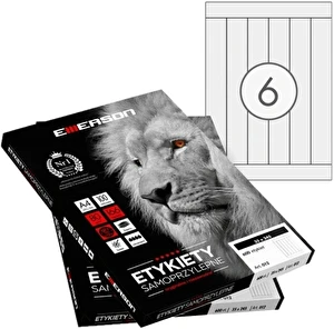Etykiety samoprzylepne A4 EMERSON 245x35 mm (podział 6szt) 100 ark