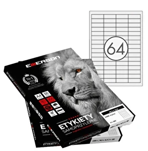 Etykiety samoprzylepne A4 Emerson 48,5x16,9 mm (podział 64szt) 100 ark