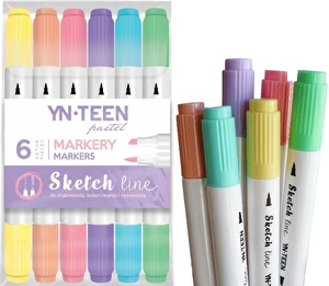 Markery do szkicowania Interdruk 6 kol pastelowych YN-TEEN
