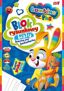 Blok rysunkowy A4 biały Bambino 20k 100g PLUS